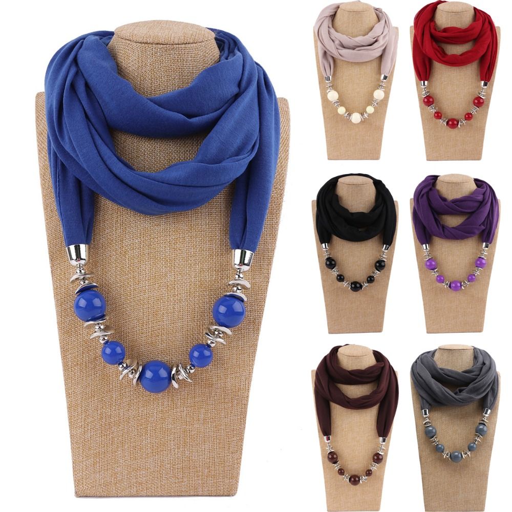 Infinity Scarf Knit - وشاح شيفون أنيق بلون موحد مزين