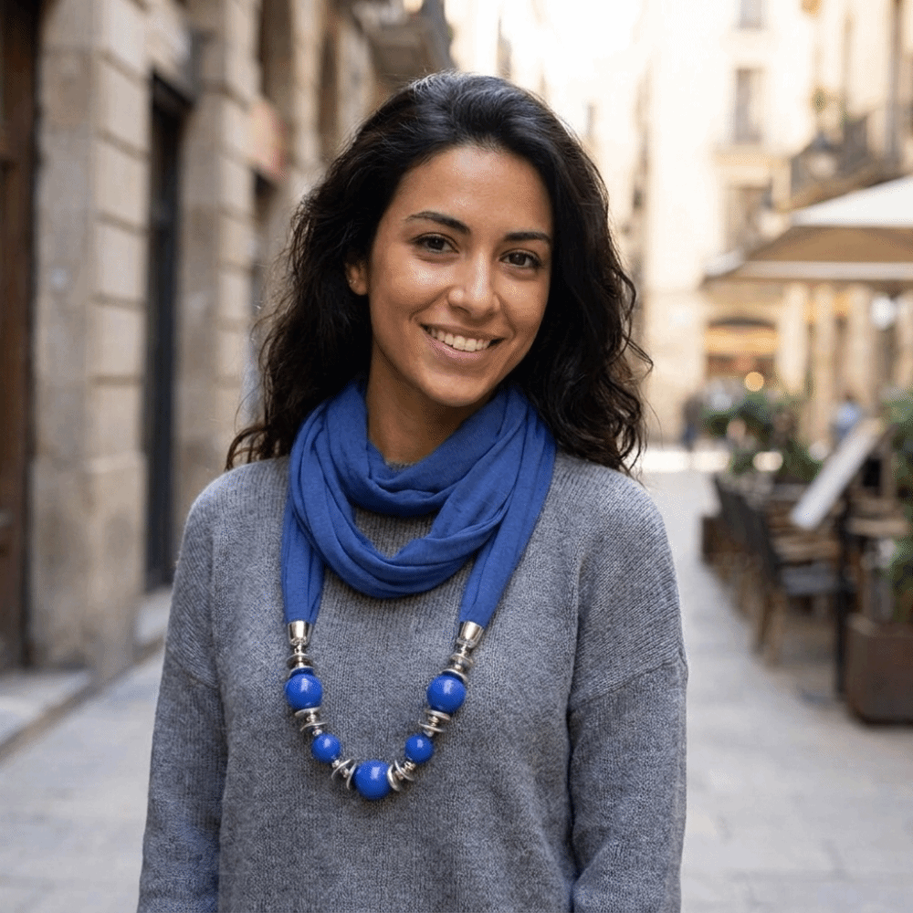 وشاح شيفون جديد مزين بالخرز بل - مراجعة Infinity Scarf Knit وسعره
