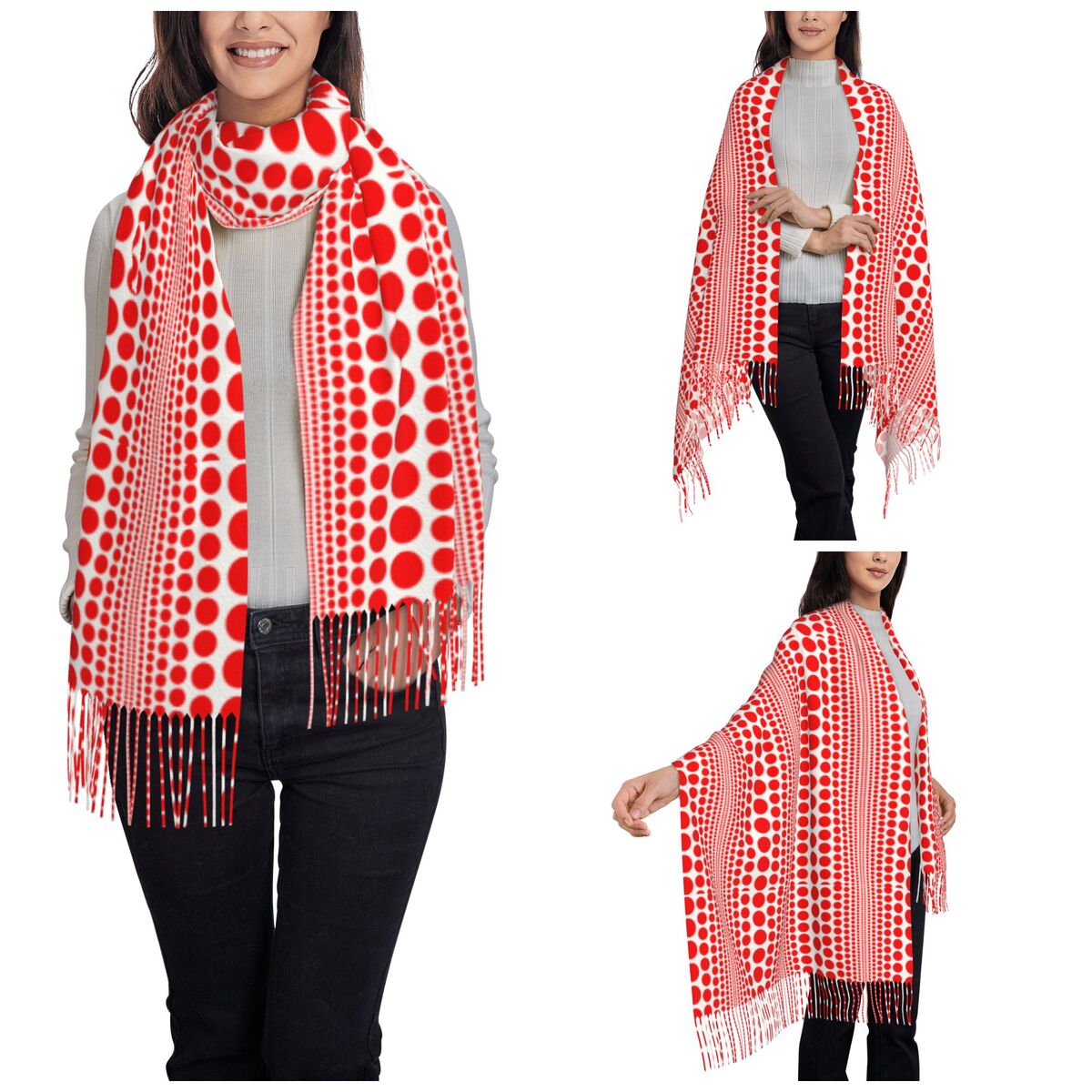 وشاح منقط باللون الأحمر بتصميم - مراجعة Infinity Scarf Knit وسعره